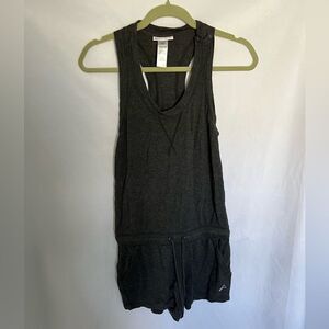 Reebok Gray Romper Womens size XS Snaps and Waist Tie